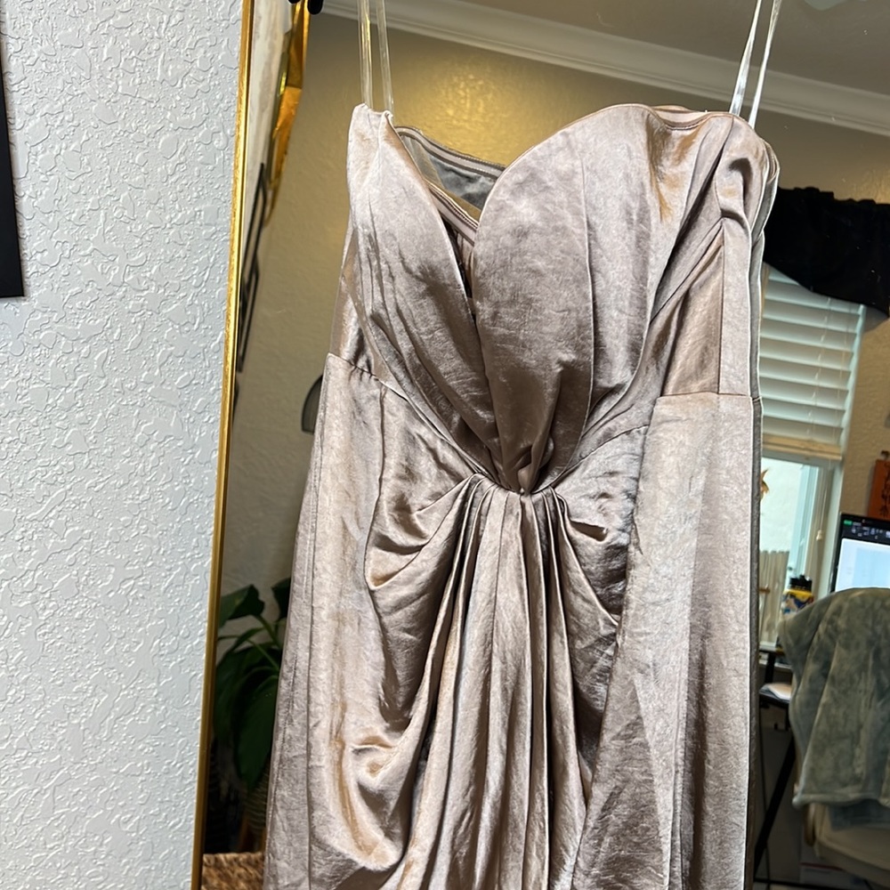 House Of CB 'Sigourney' Mink Satin Draped Front Maxi Dress NWOT - Picture 15 of 15